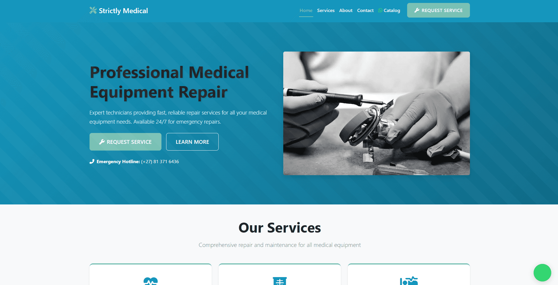 Strictly Medical Repair Service Website